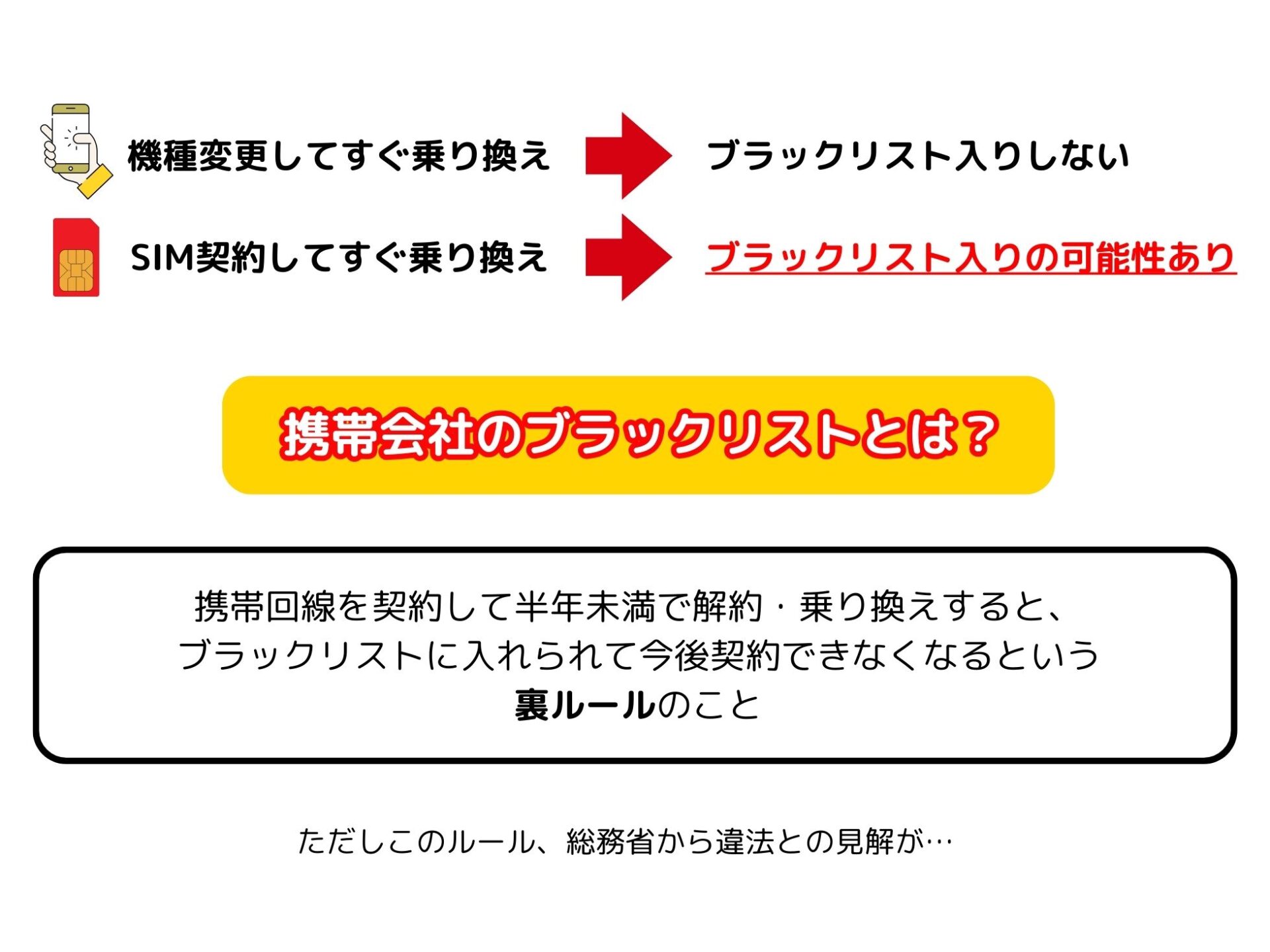 機種変更してすぐ乗り換えるとブラックリストに入る？何ヶ月期間があれば良い？