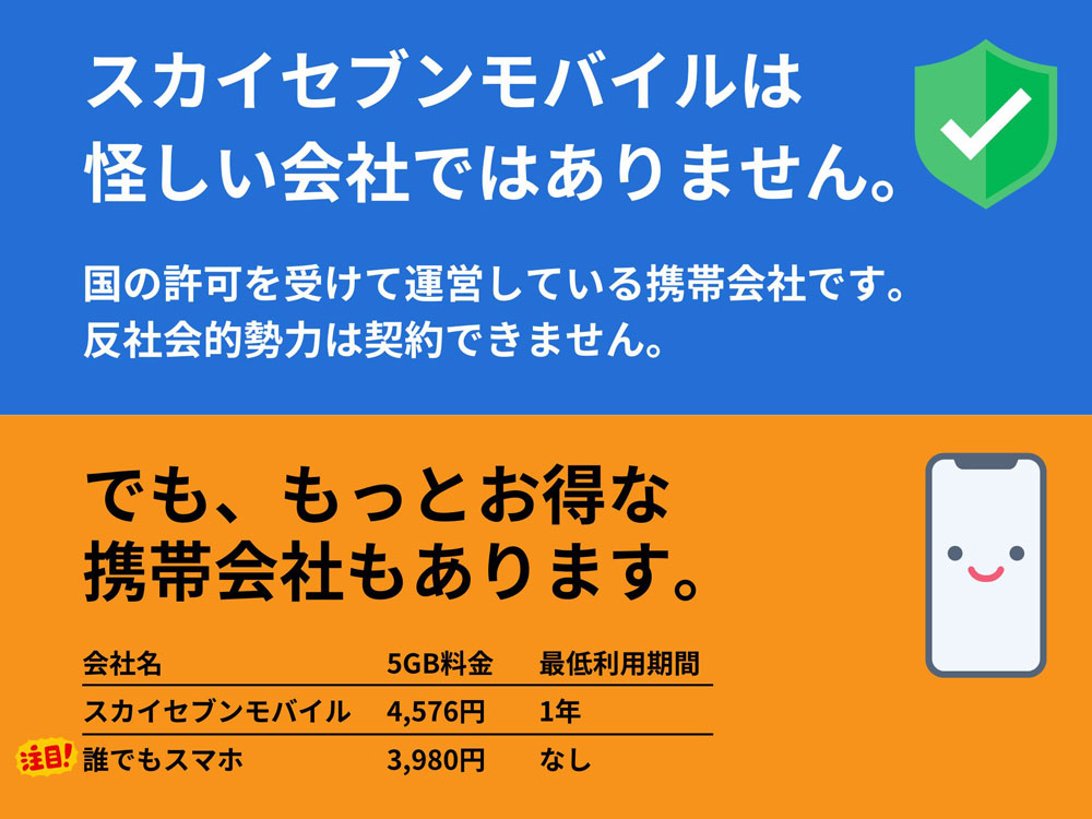 スカイセブンモバイルはやばい評判多め？反社会的勢力との繋がりあり？